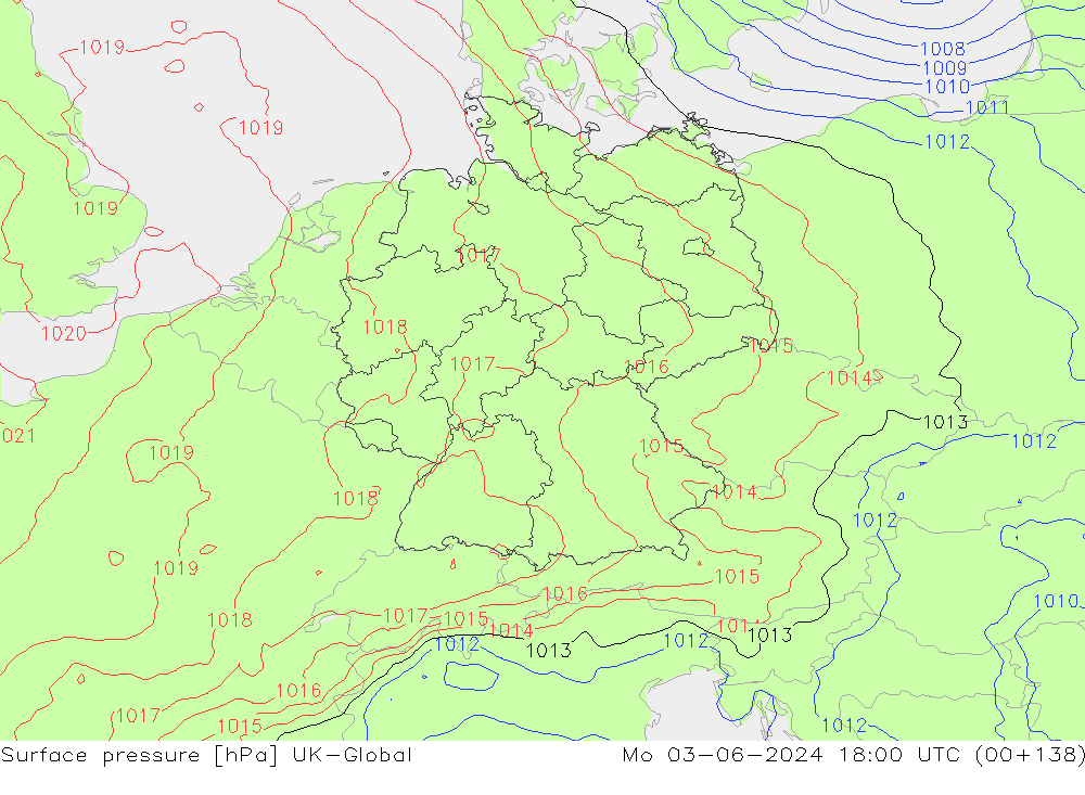 Surface pressure UK-Global Mo 03.06.2024 18 UTC