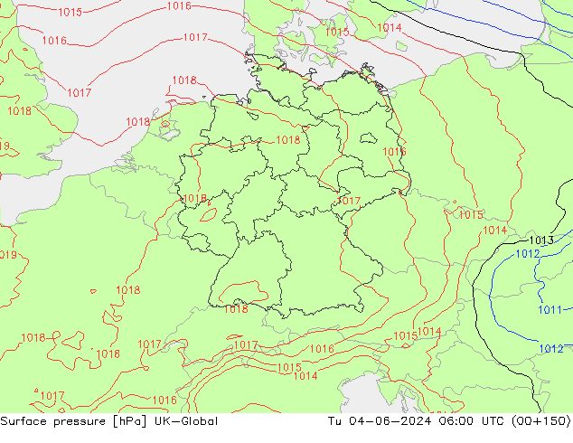 pression de l'air UK-Global mar 04.06.2024 06 UTC