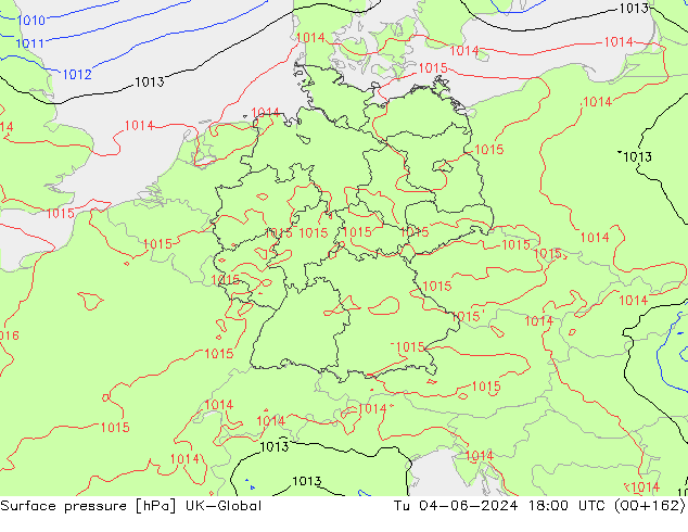 Surface pressure UK-Global Tu 04.06.2024 18 UTC