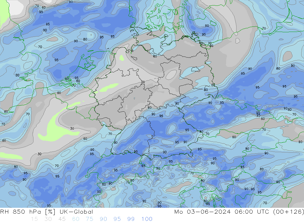 RH 850 hPa UK-Global  03.06.2024 06 UTC