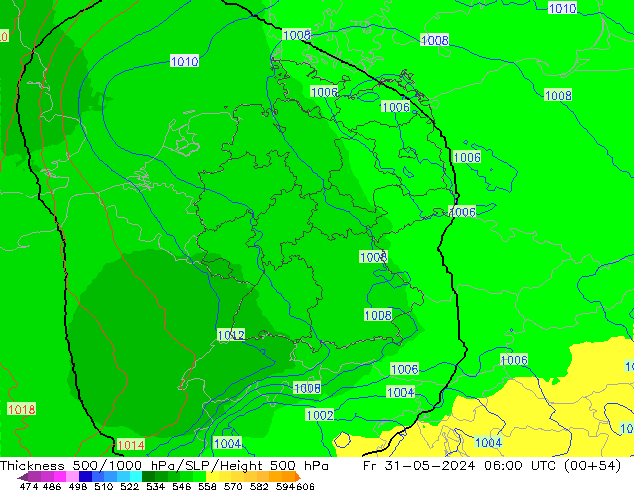 Thck 500-1000hPa UK-Global ven 31.05.2024 06 UTC