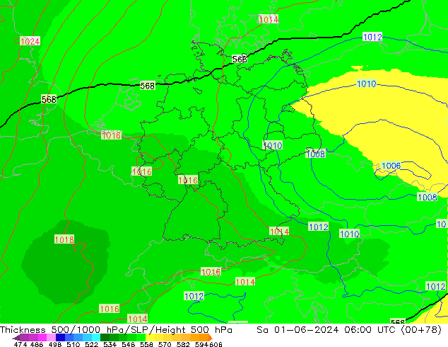 Thck 500-1000гПа UK-Global сб 01.06.2024 06 UTC