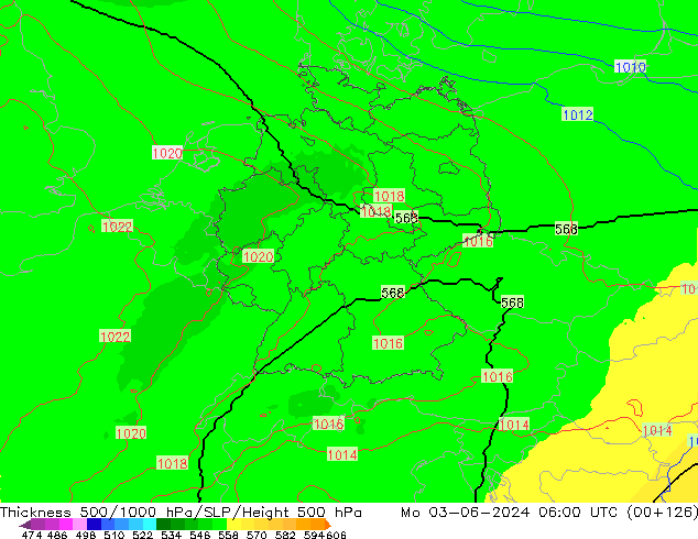 500-1000 hPa Kalınlığı UK-Global Pzt 03.06.2024 06 UTC