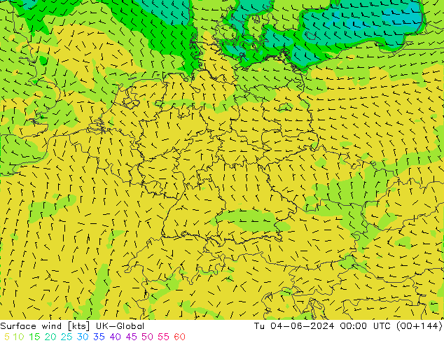 Vento 10 m UK-Global Ter 04.06.2024 00 UTC