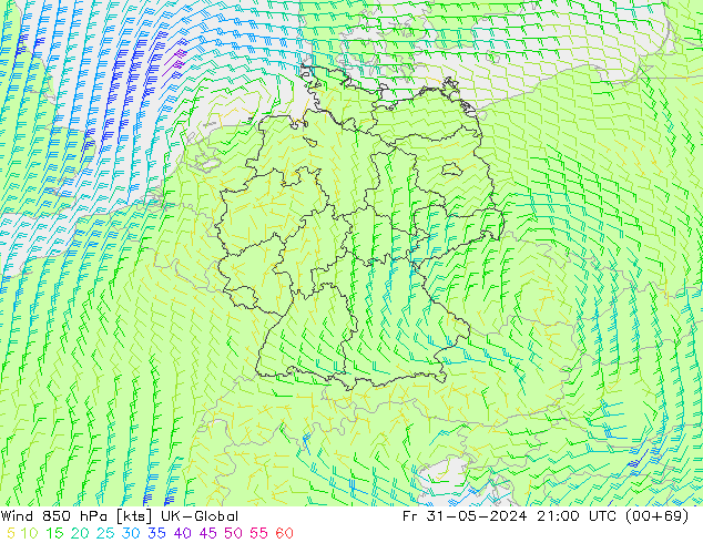  850 hPa UK-Global  31.05.2024 21 UTC