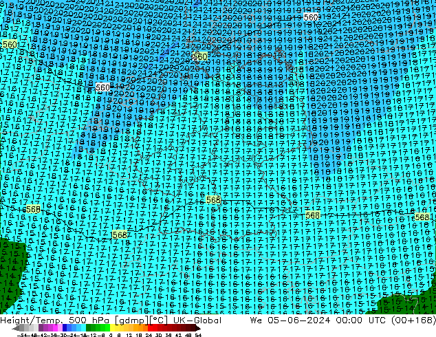 Hoogte/Temp. 500 hPa UK-Global wo 05.06.2024 00 UTC