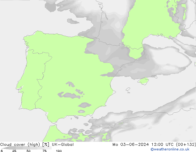 zachmurzenie (wysokie) UK-Global pon. 03.06.2024 12 UTC