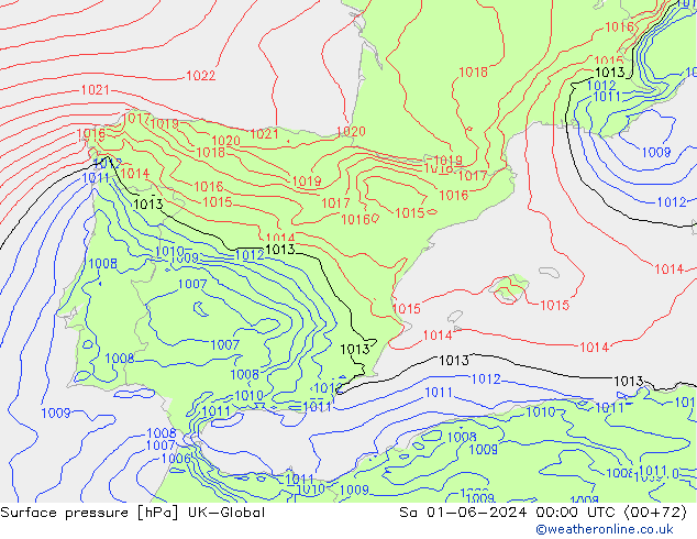 Surface pressure UK-Global Sa 01.06.2024 00 UTC