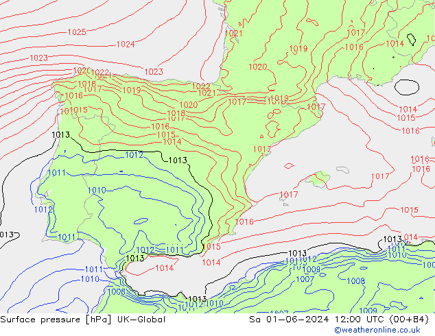 Luchtdruk (Grond) UK-Global za 01.06.2024 12 UTC