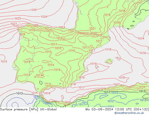 Luchtdruk (Grond) UK-Global ma 03.06.2024 12 UTC