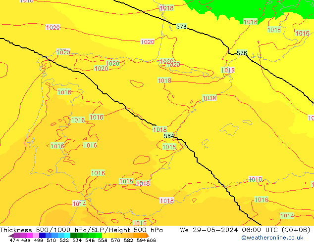 Thck 500-1000hPa UK-Global St 29.05.2024 06 UTC