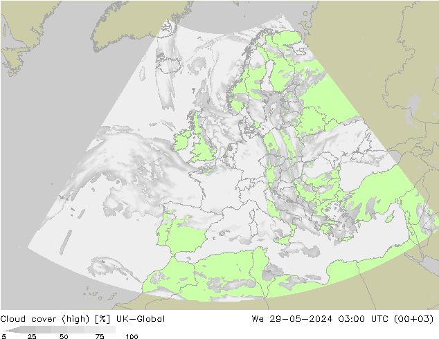 Nuages (élevé) UK-Global mer 29.05.2024 03 UTC