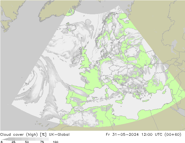 Nuages (élevé) UK-Global ven 31.05.2024 12 UTC