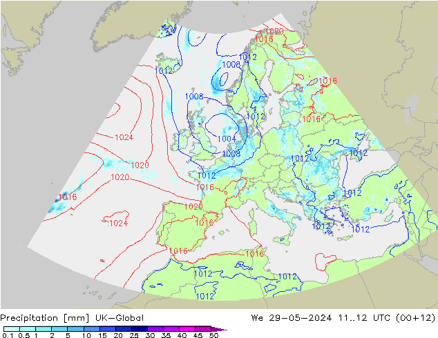 Neerslag UK-Global wo 29.05.2024 12 UTC