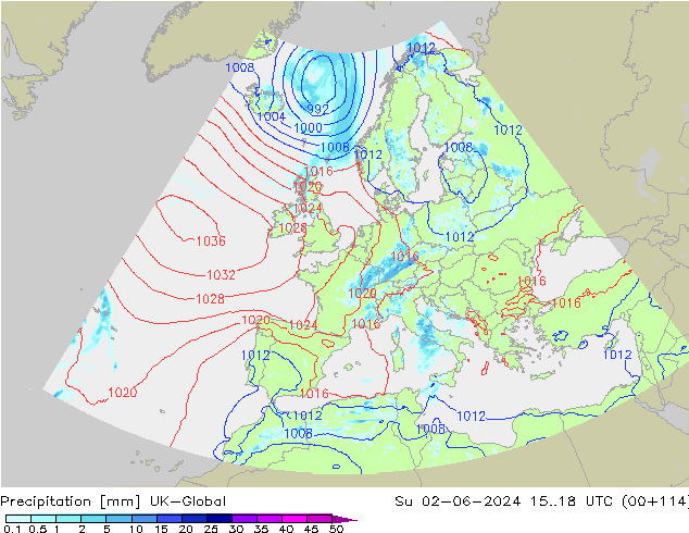 Yağış UK-Global Paz 02.06.2024 18 UTC