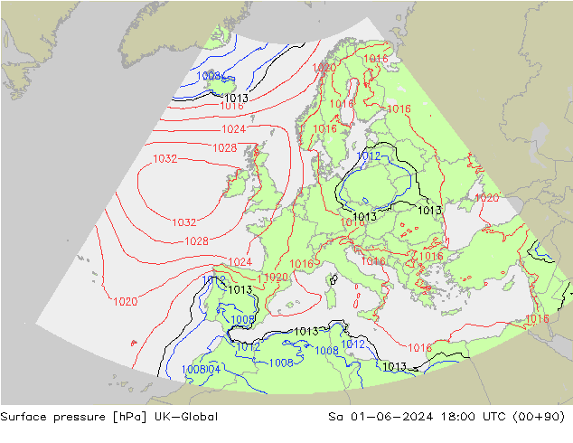 приземное давление UK-Global сб 01.06.2024 18 UTC