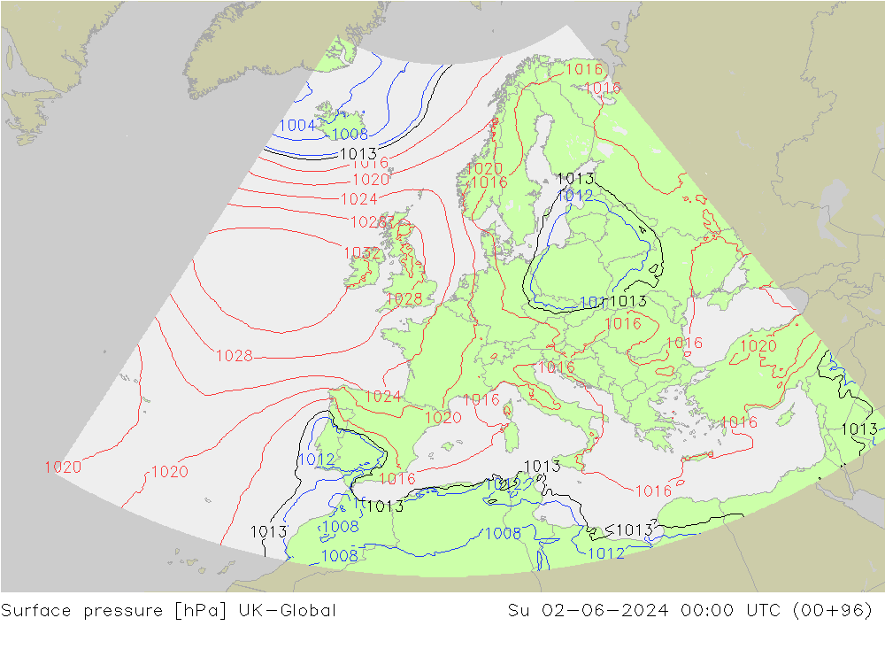 Yer basıncı UK-Global Paz 02.06.2024 00 UTC