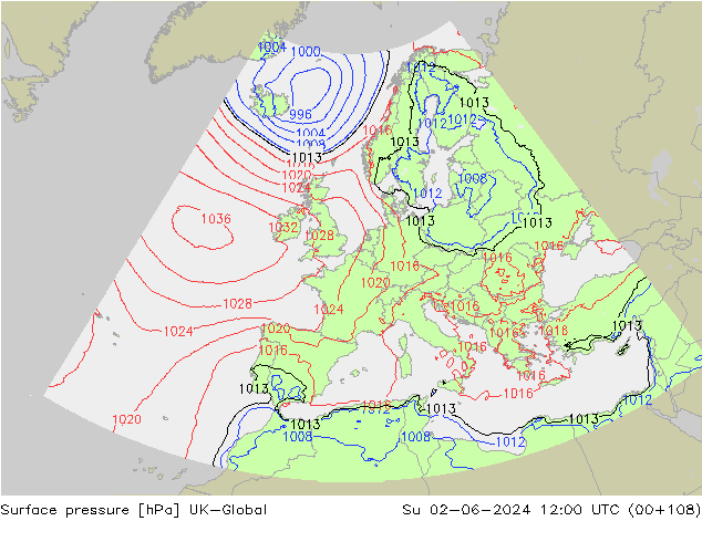 Surface pressure UK-Global Su 02.06.2024 12 UTC