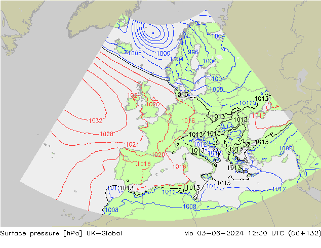 Presión superficial UK-Global lun 03.06.2024 12 UTC
