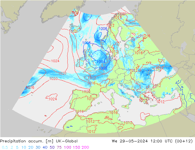 Precipitación acum. UK-Global mié 29.05.2024 12 UTC