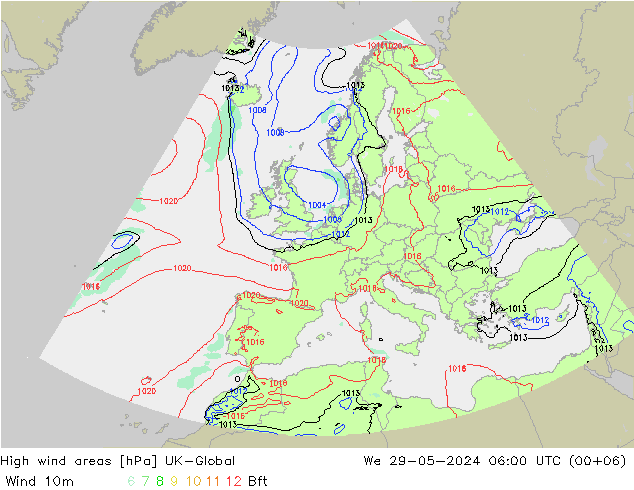 High wind areas UK-Global Qua 29.05.2024 06 UTC