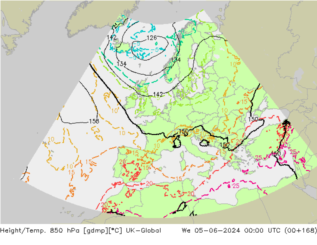 Hoogte/Temp. 850 hPa UK-Global wo 05.06.2024 00 UTC