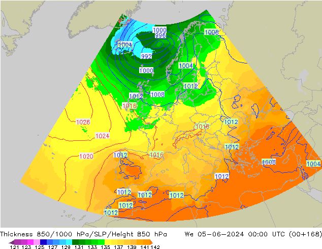 Thck 850-1000 hPa UK-Global  05.06.2024 00 UTC