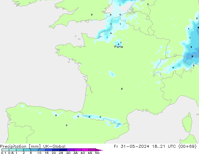 Precipitation UK-Global Fr 31.05.2024 21 UTC