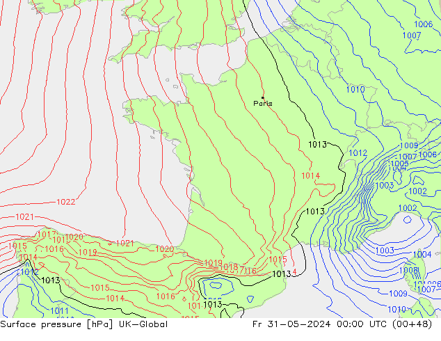 приземное давление UK-Global пт 31.05.2024 00 UTC