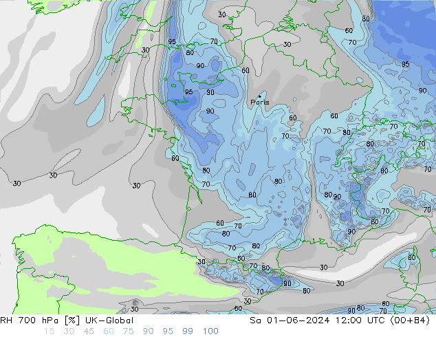 RH 700 hPa UK-Global Sa 01.06.2024 12 UTC