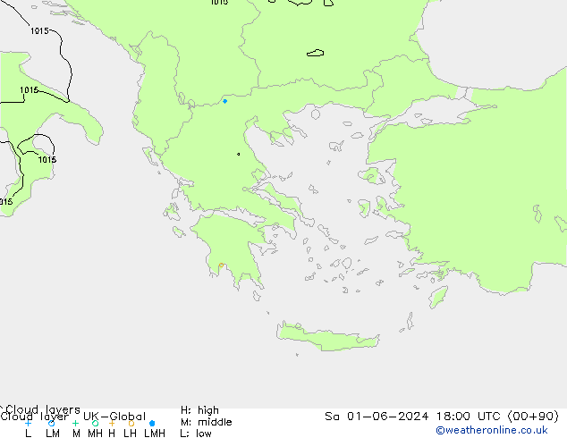 Cloud layer UK-Global сб 01.06.2024 18 UTC