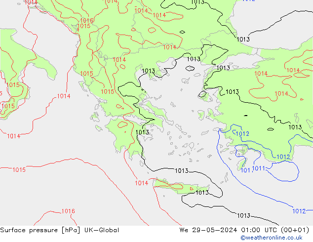 Surface pressure UK-Global We 29.05.2024 01 UTC