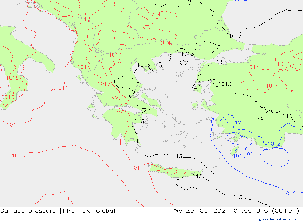 Yer basıncı UK-Global Çar 29.05.2024 01 UTC