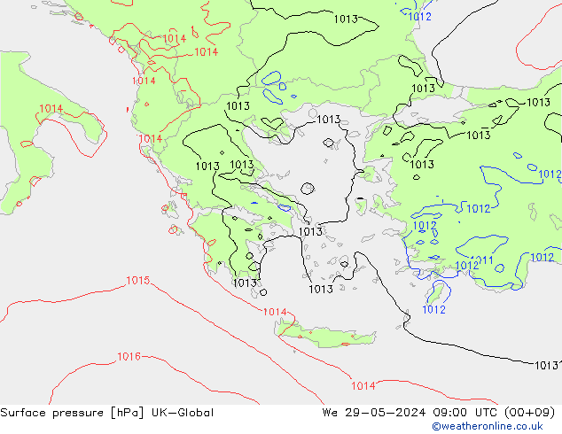 pressão do solo UK-Global Qua 29.05.2024 09 UTC