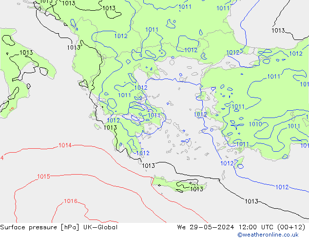 Luchtdruk (Grond) UK-Global wo 29.05.2024 12 UTC