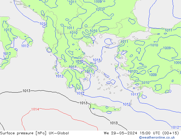 Luchtdruk (Grond) UK-Global wo 29.05.2024 15 UTC