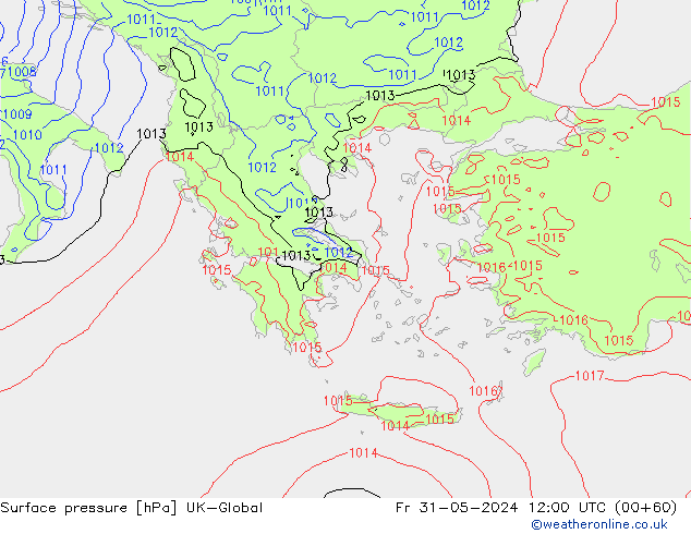 Surface pressure UK-Global Fr 31.05.2024 12 UTC