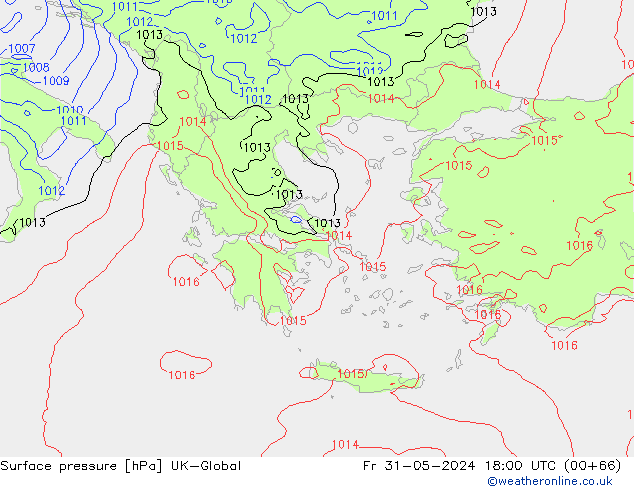 приземное давление UK-Global пт 31.05.2024 18 UTC