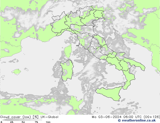 Bewolking (Laag) UK-Global ma 03.06.2024 06 UTC