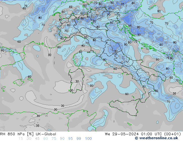 RV 850 hPa UK-Global wo 29.05.2024 01 UTC