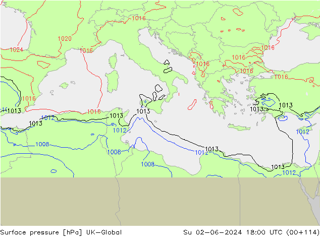 приземное давление UK-Global Вс 02.06.2024 18 UTC