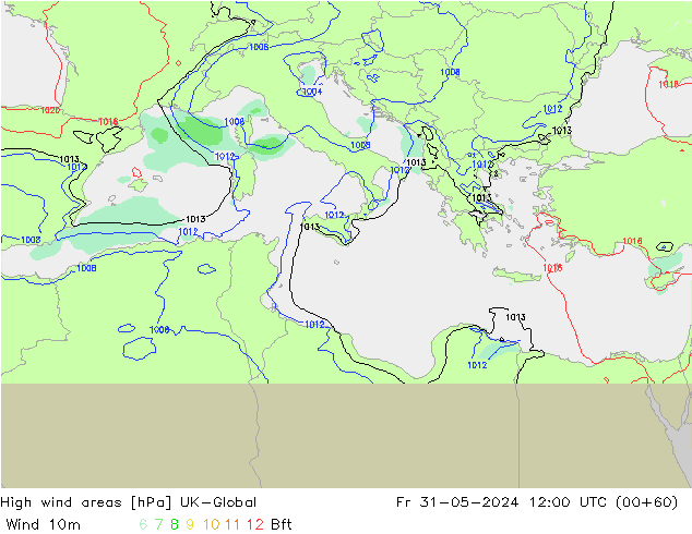 High wind areas UK-Global Fr 31.05.2024 12 UTC