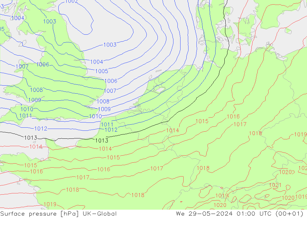 приземное давление UK-Global ср 29.05.2024 01 UTC