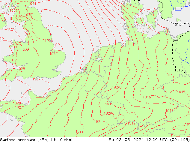 地面气压 UK-Global 星期日 02.06.2024 12 UTC