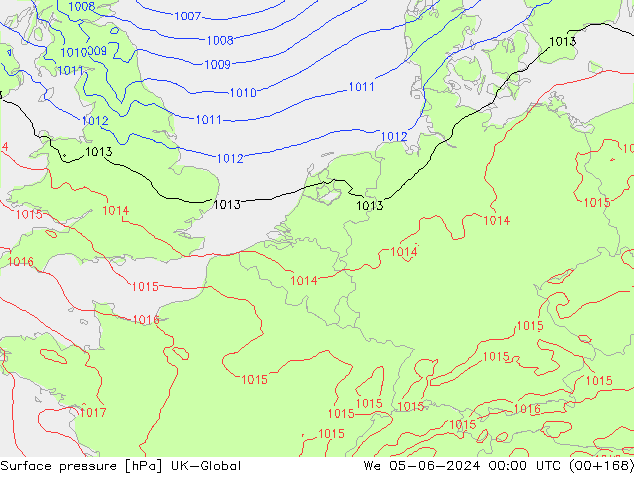 Presión superficial UK-Global mié 05.06.2024 00 UTC