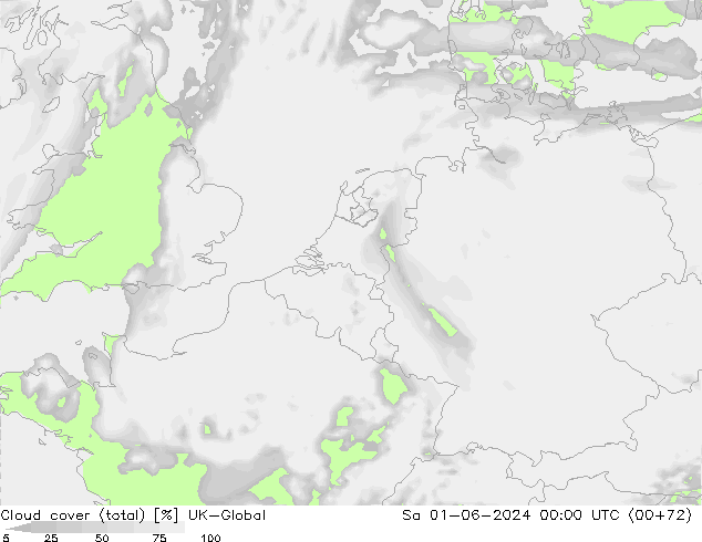 Bewolking (Totaal) UK-Global za 01.06.2024 00 UTC
