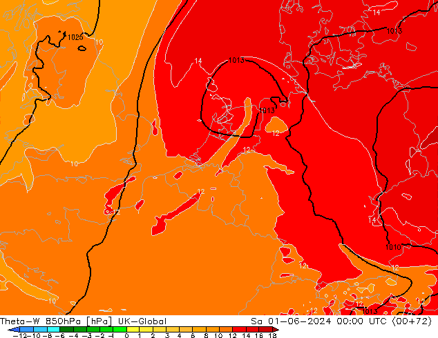 Theta-W 850hPa UK-Global Sa 01.06.2024 00 UTC