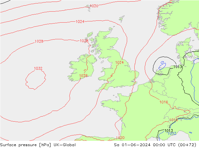 приземное давление UK-Global сб 01.06.2024 00 UTC