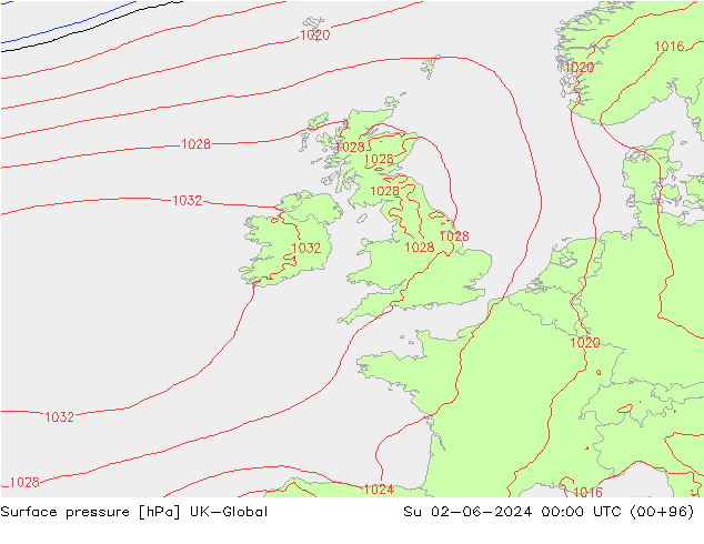 Surface pressure UK-Global Su 02.06.2024 00 UTC