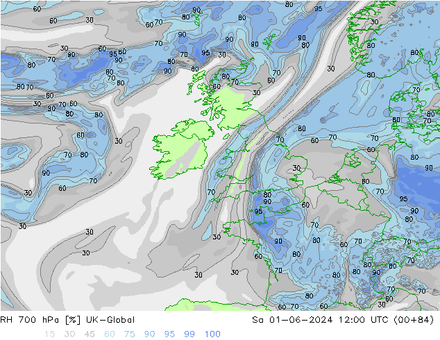 RH 700 hPa UK-Global so. 01.06.2024 12 UTC